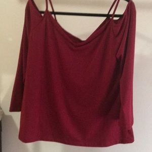 Cold Shoulder brick red long sleeve top